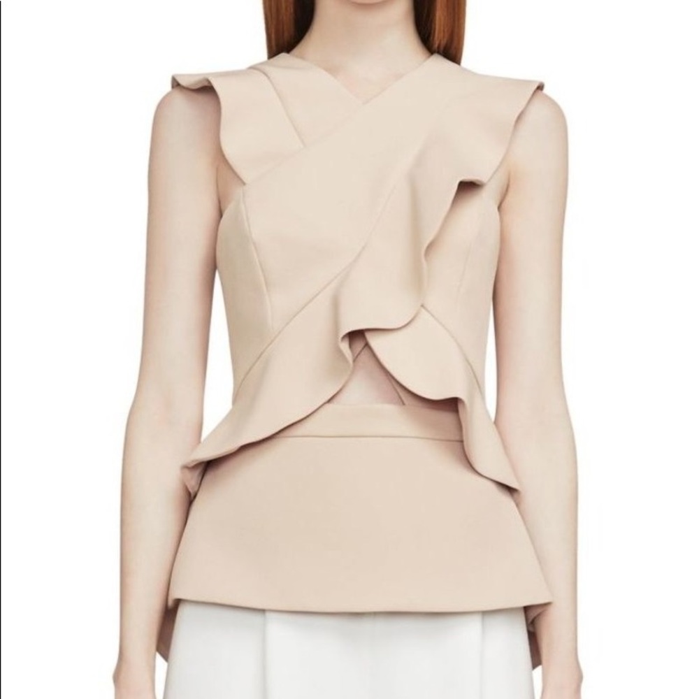 BCBG Irena Cut Out Ruffle Top size M, NWT